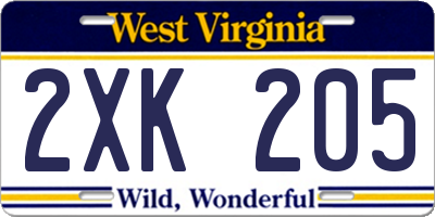WV license plate 2XK205