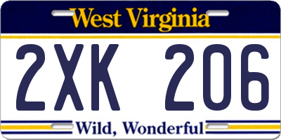 WV license plate 2XK206