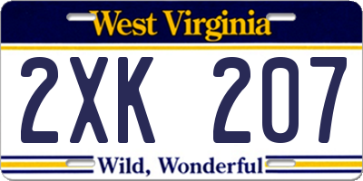 WV license plate 2XK207