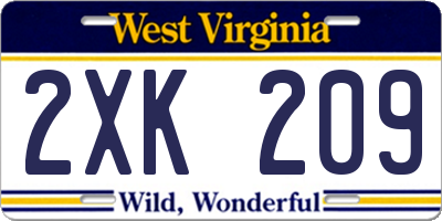 WV license plate 2XK209