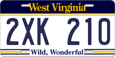 WV license plate 2XK210