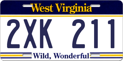 WV license plate 2XK211