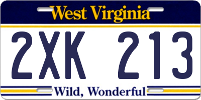 WV license plate 2XK213