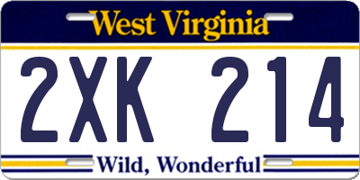 WV license plate 2XK214