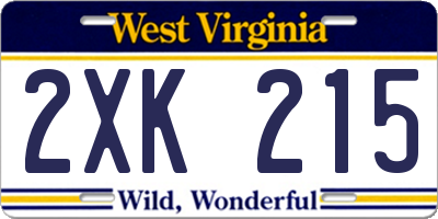 WV license plate 2XK215