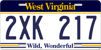 WV license plate 2XK217