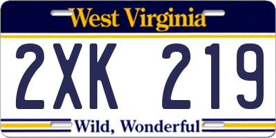 WV license plate 2XK219