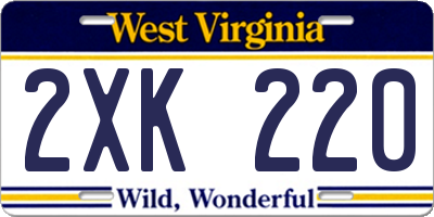 WV license plate 2XK220