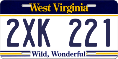 WV license plate 2XK221
