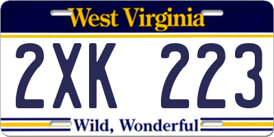 WV license plate 2XK223