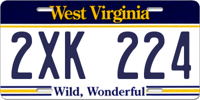 WV license plate 2XK224
