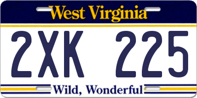 WV license plate 2XK225