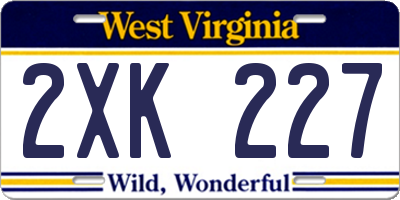 WV license plate 2XK227