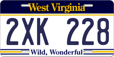 WV license plate 2XK228