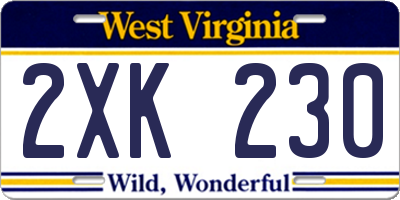 WV license plate 2XK230