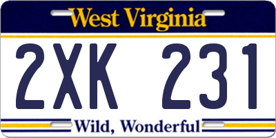 WV license plate 2XK231