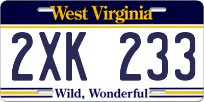 WV license plate 2XK233