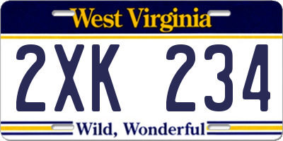 WV license plate 2XK234