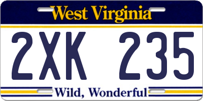 WV license plate 2XK235