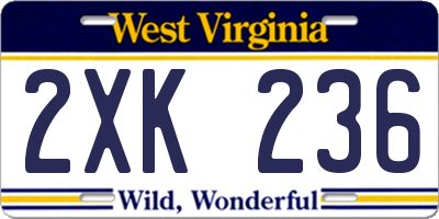 WV license plate 2XK236