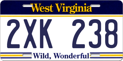 WV license plate 2XK238