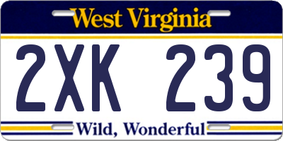 WV license plate 2XK239