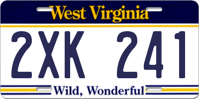 WV license plate 2XK241