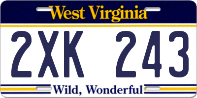 WV license plate 2XK243