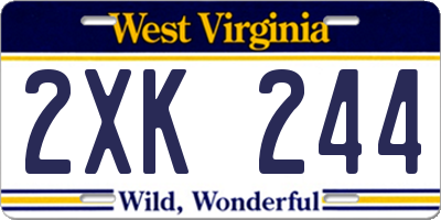 WV license plate 2XK244