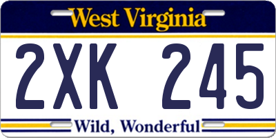 WV license plate 2XK245