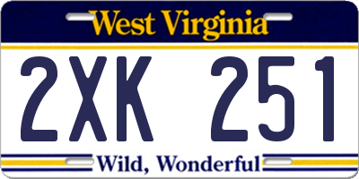 WV license plate 2XK251