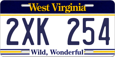 WV license plate 2XK254