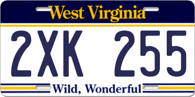 WV license plate 2XK255