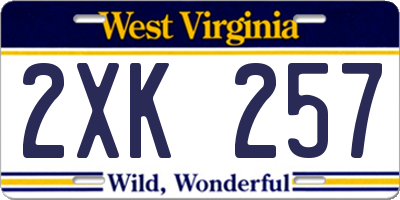 WV license plate 2XK257