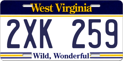 WV license plate 2XK259