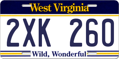 WV license plate 2XK260