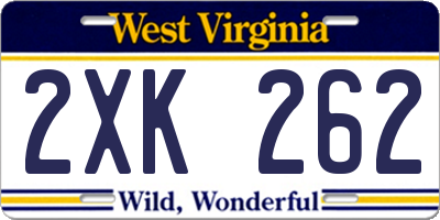 WV license plate 2XK262