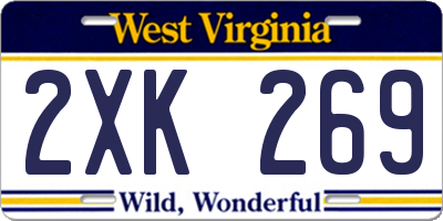WV license plate 2XK269