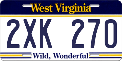 WV license plate 2XK270