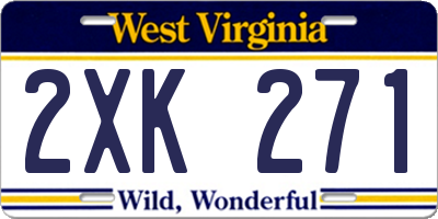 WV license plate 2XK271