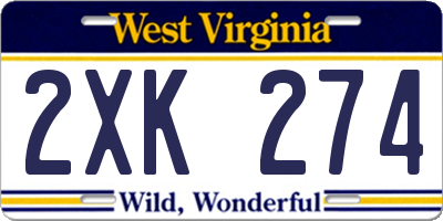 WV license plate 2XK274