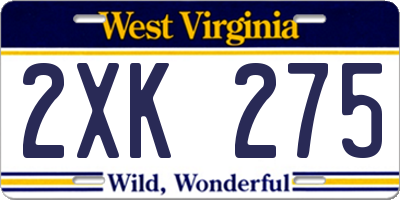 WV license plate 2XK275