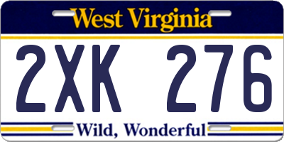 WV license plate 2XK276