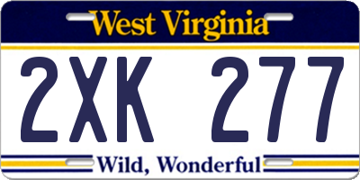 WV license plate 2XK277