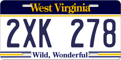 WV license plate 2XK278