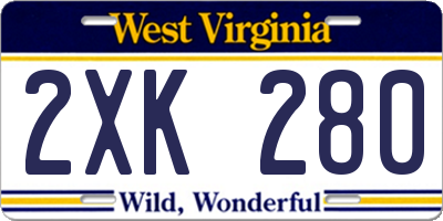 WV license plate 2XK280