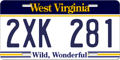 WV license plate 2XK281
