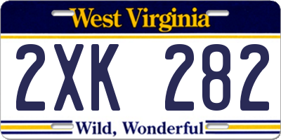 WV license plate 2XK282