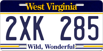 WV license plate 2XK285