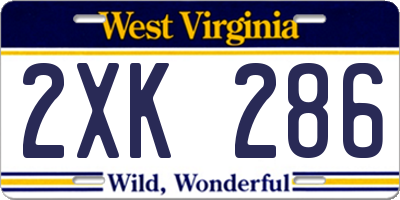 WV license plate 2XK286